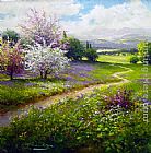 Famous Path Paintings - Gerhard Nesvadba Path Through the Blossoms